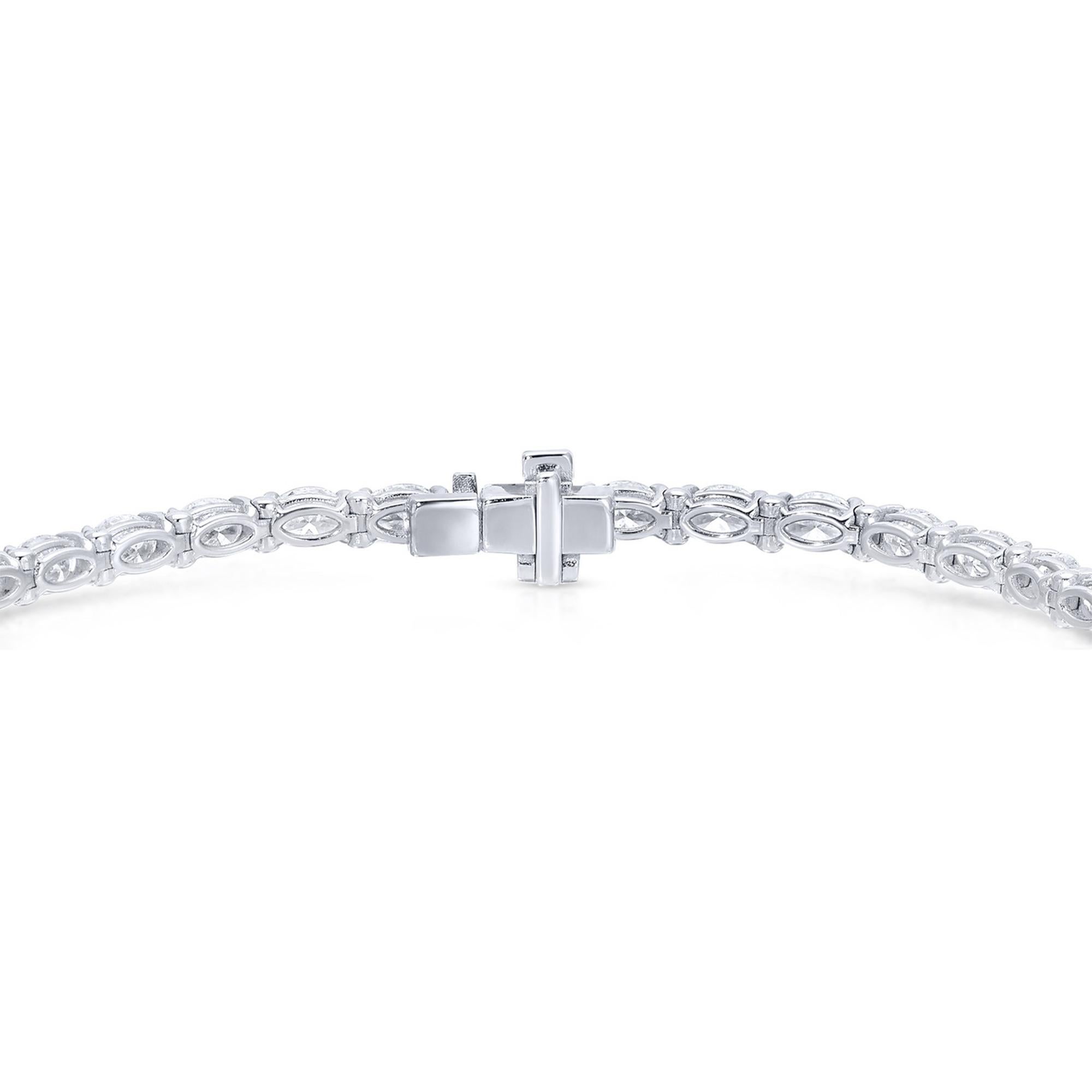 Oval Diamond Tennis Bracelet 6.64 Carats 36 Diamonds 18K Gold For Sale 1