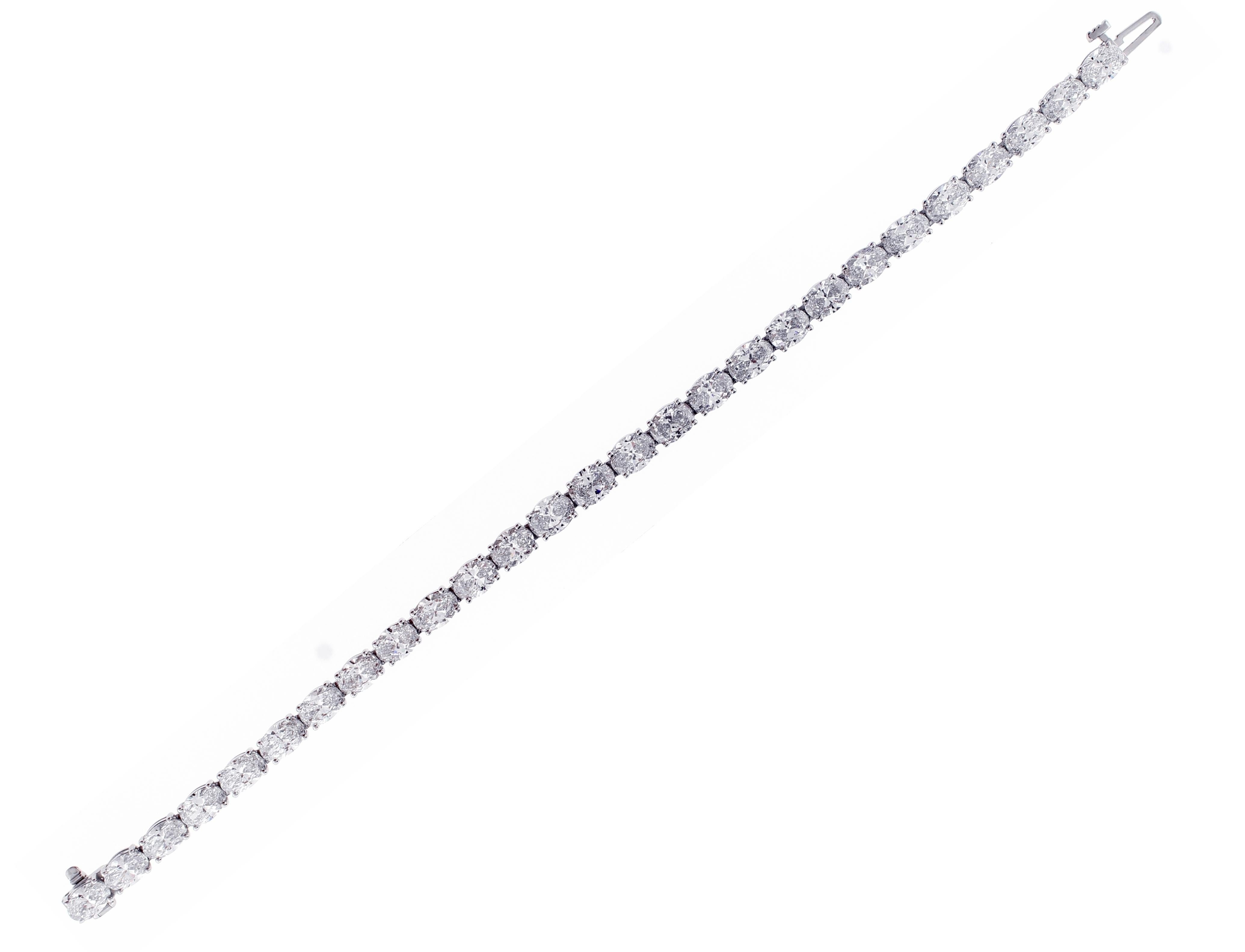 Oval Cut Oval Diamond Tennis Bracelet by Pampillonia For Sale