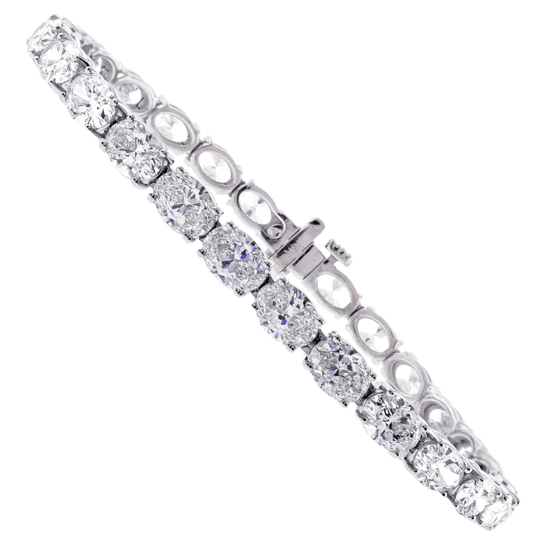 Oval Diamond Tennis Bracelet by Pampillonia For Sale