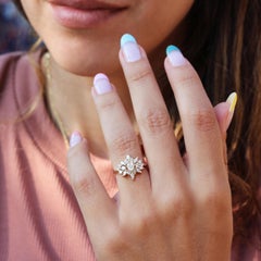 Oval Diamond Unique Alternative Engagement Ring, 14k Solid Gold, Phoenix