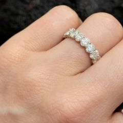 Oval Diamonds 14K (18K Custom) White Gold Accent Eternity Band Ring