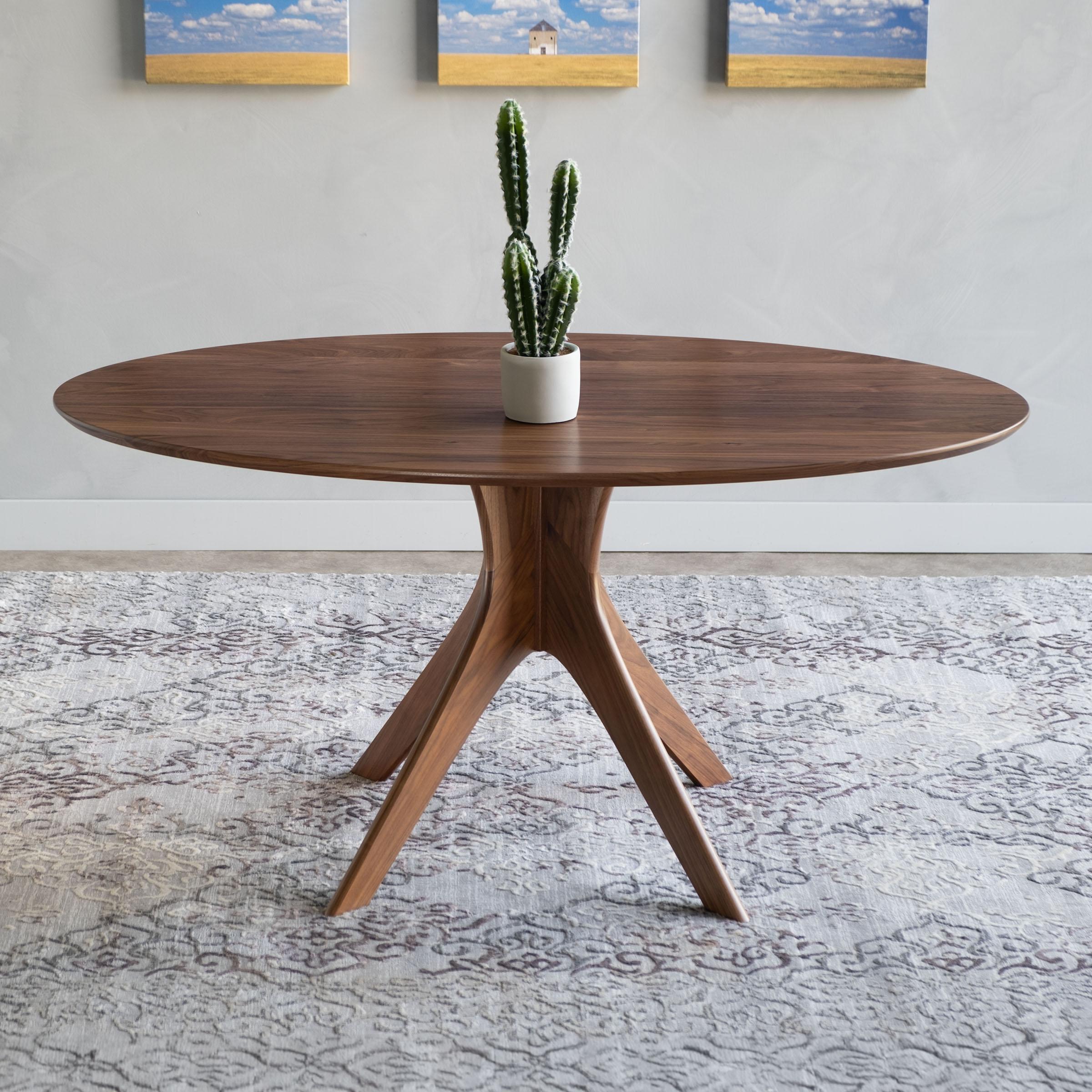 Mid-Century Modern Table de salle à manger ovale 30x42, The Modernity Pedestal Base, Handmade In Walnut en vente