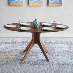 Table de salle à manger ovale 36x60, The Modernity Pedestal Base, fait à la main en noyer