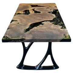Rectangular Dining Table - Black Resin River Root Walnut Wood Table