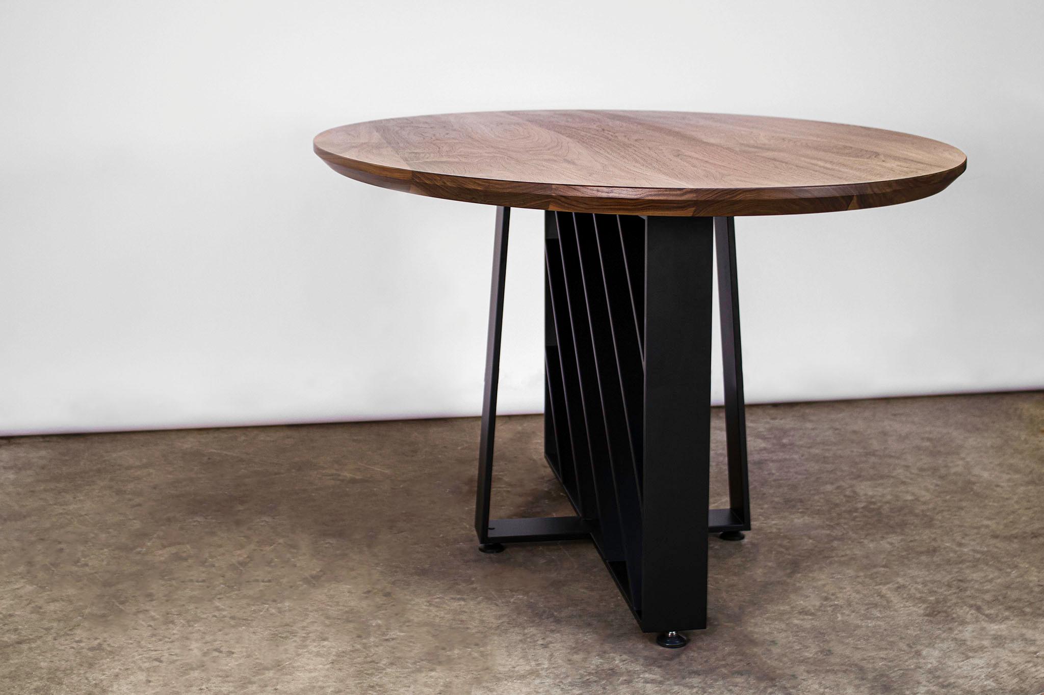 Oval Dining Table, Blackened Steel, Hardwood, Modern, Custom, Semigood For Sale 1