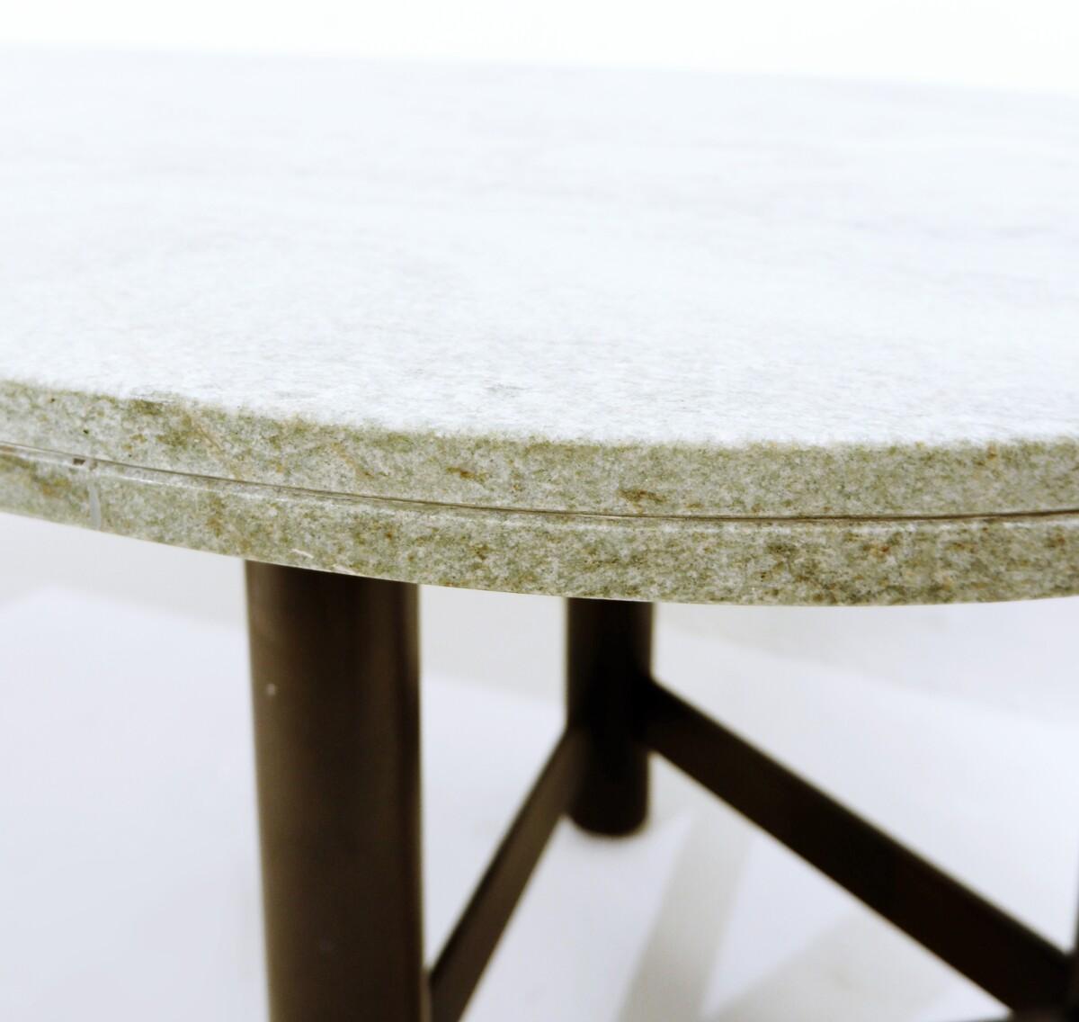 20th Century Oval Dining Table by Charles Kreglinger with Celadon Green Marble Top and Steel