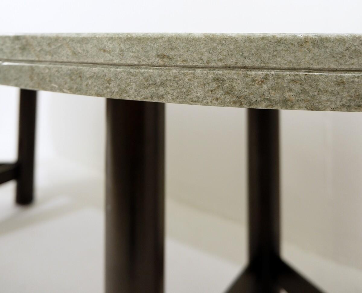Oval Dining Table by Charles Kreglinger with Celadon Green Marble Top and Steel 1