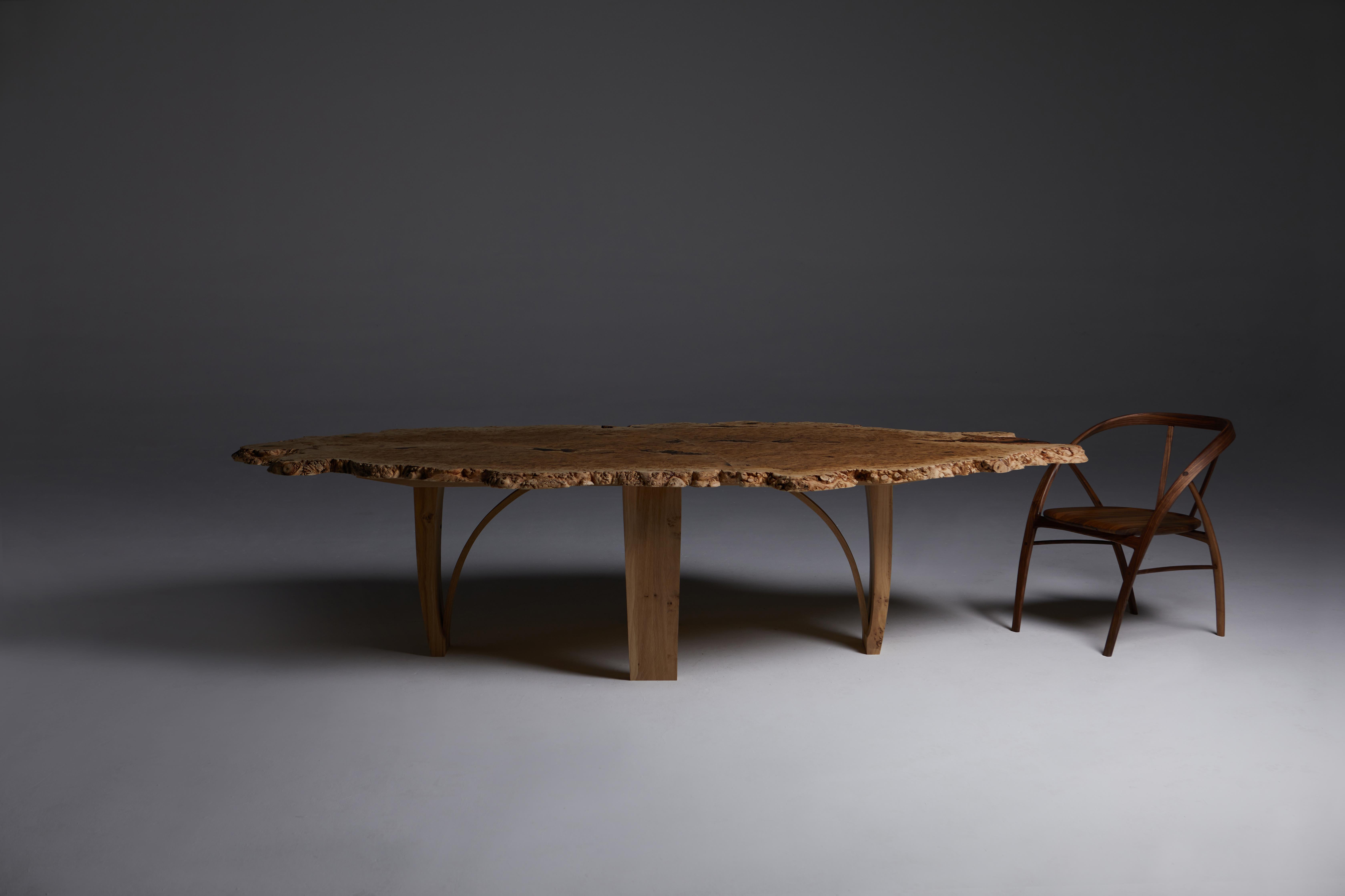 Oval dining table, English Burr Oak with Chapel legs: 

For this table, I first sauce the perfect slabs for the tabletop which can take some time to find, the main thing is that you are not in a hurry,  this will be a one-of-a-kind unique project.
