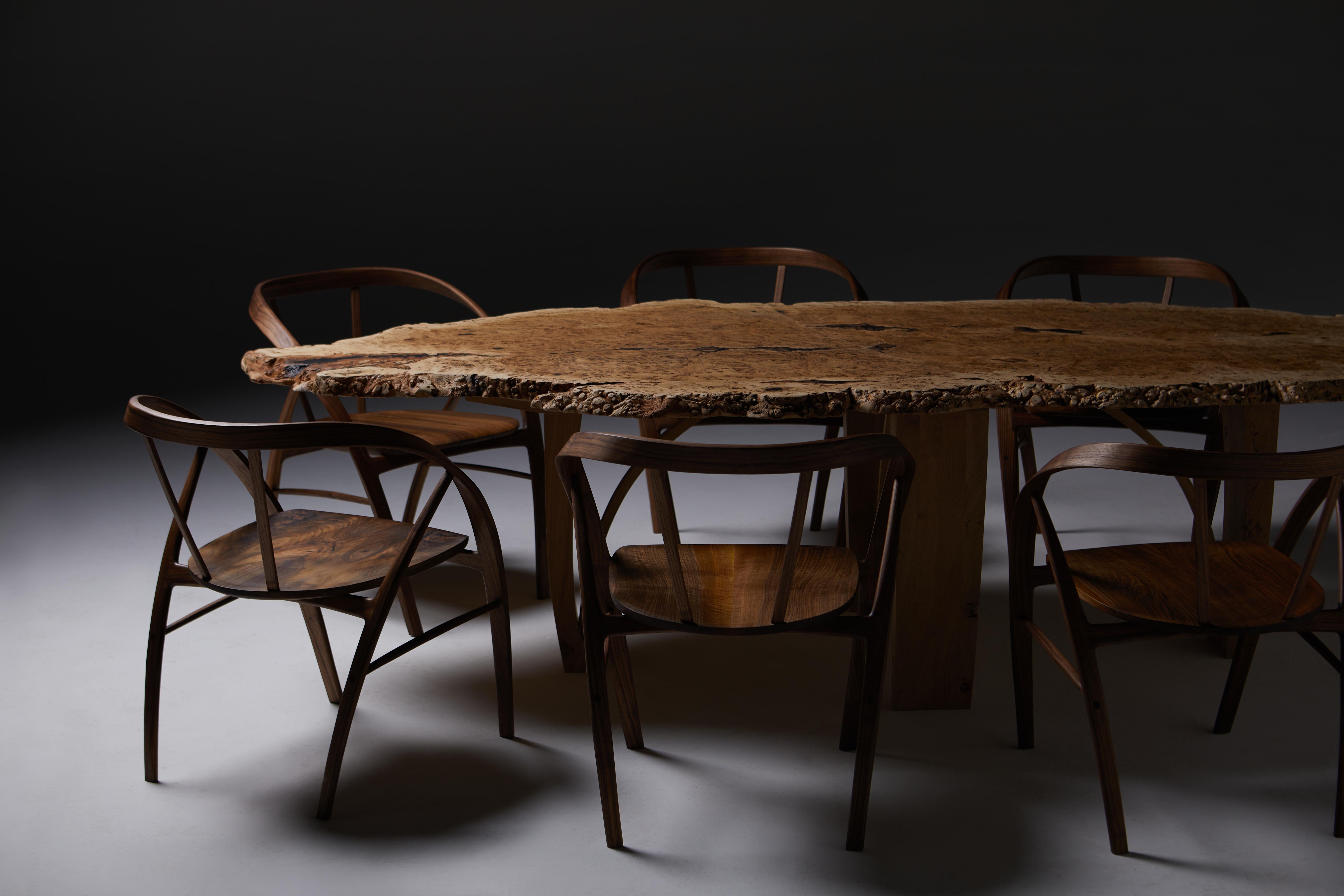 Oval Dining Table in solid English Burr Oak by Jonathan Field. One of a kind.  For Sale 1