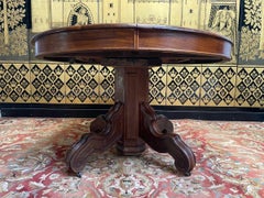 Oval Dining Table From The Napoleon III Era in Walnut, 19th Century