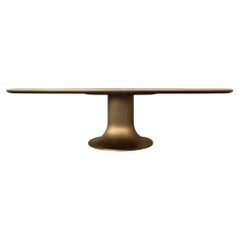 Oval Dining Table, Giorgetti, Pyrolave, Bronze Pedestal, Italy 2018