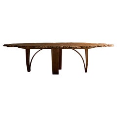 Oval Dining Table in solid English Burr Oak by Jonathan Field. One of a kind.