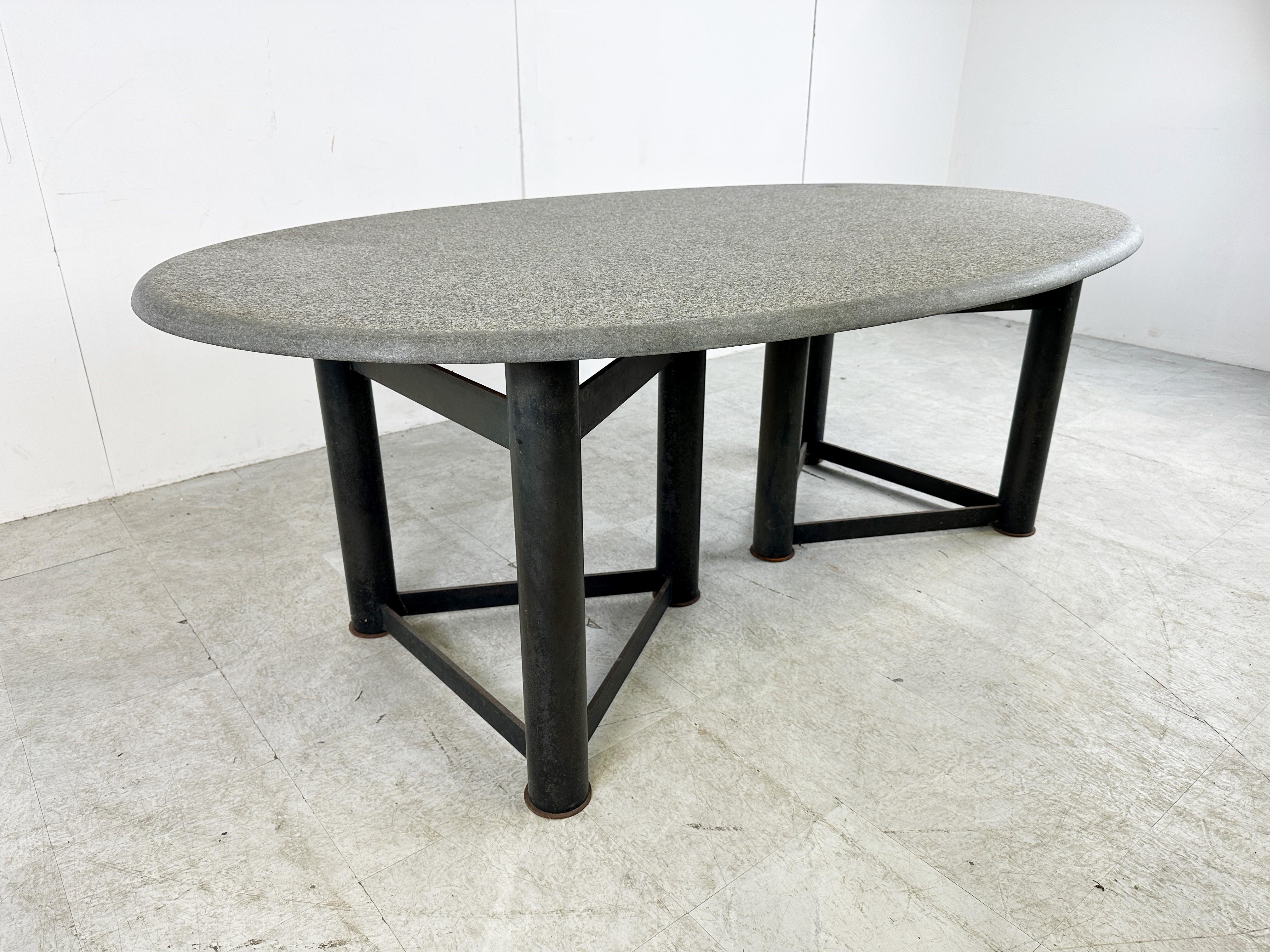 Oval dining table in the manner of Jan Vlug, 1970s For Sale 4