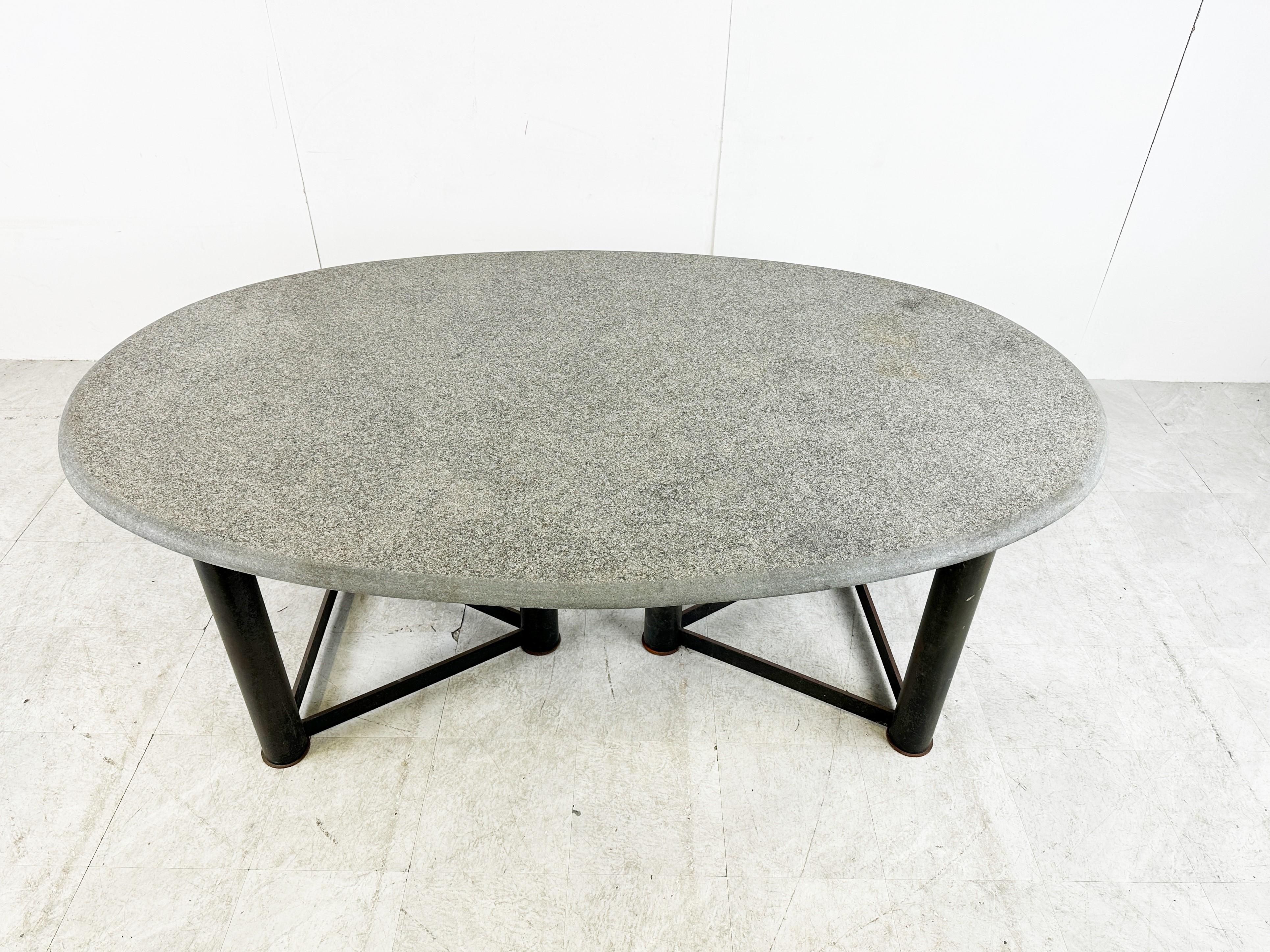 Dutch Oval dining table in the manner of Jan Vlug, 1970s For Sale