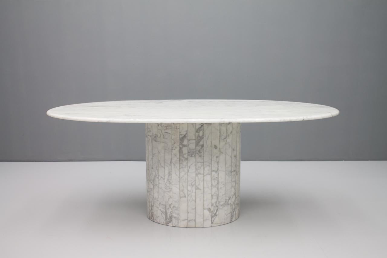 vintage oval marble dining table