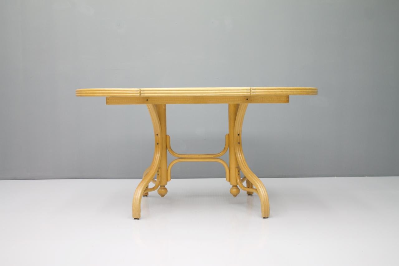 Oval Dining Table in Wood Cane and Glass Germany 1970s Thonet For Sale 6