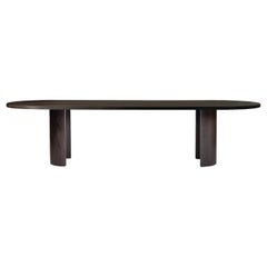 Tavolo da pranzo ovale, design scultoreo, rovere massiccio europeo, capsula Aperta di Mokko