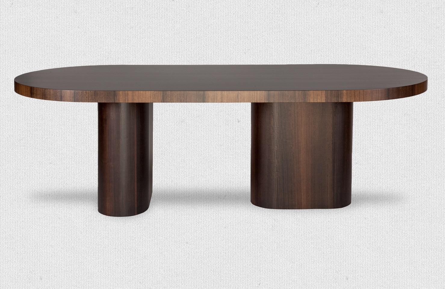 Greek Oval Dining Table with Chunky Wood Top Available in 8 Shades of Oak For Sale