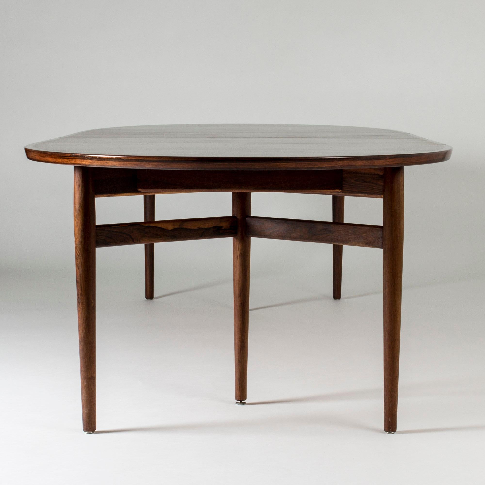 Rosewood Oval Dining Table with Extension Leaves by Arne Vodder