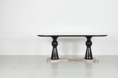 Oval Dining Table with Glasstop from the Italian 40s