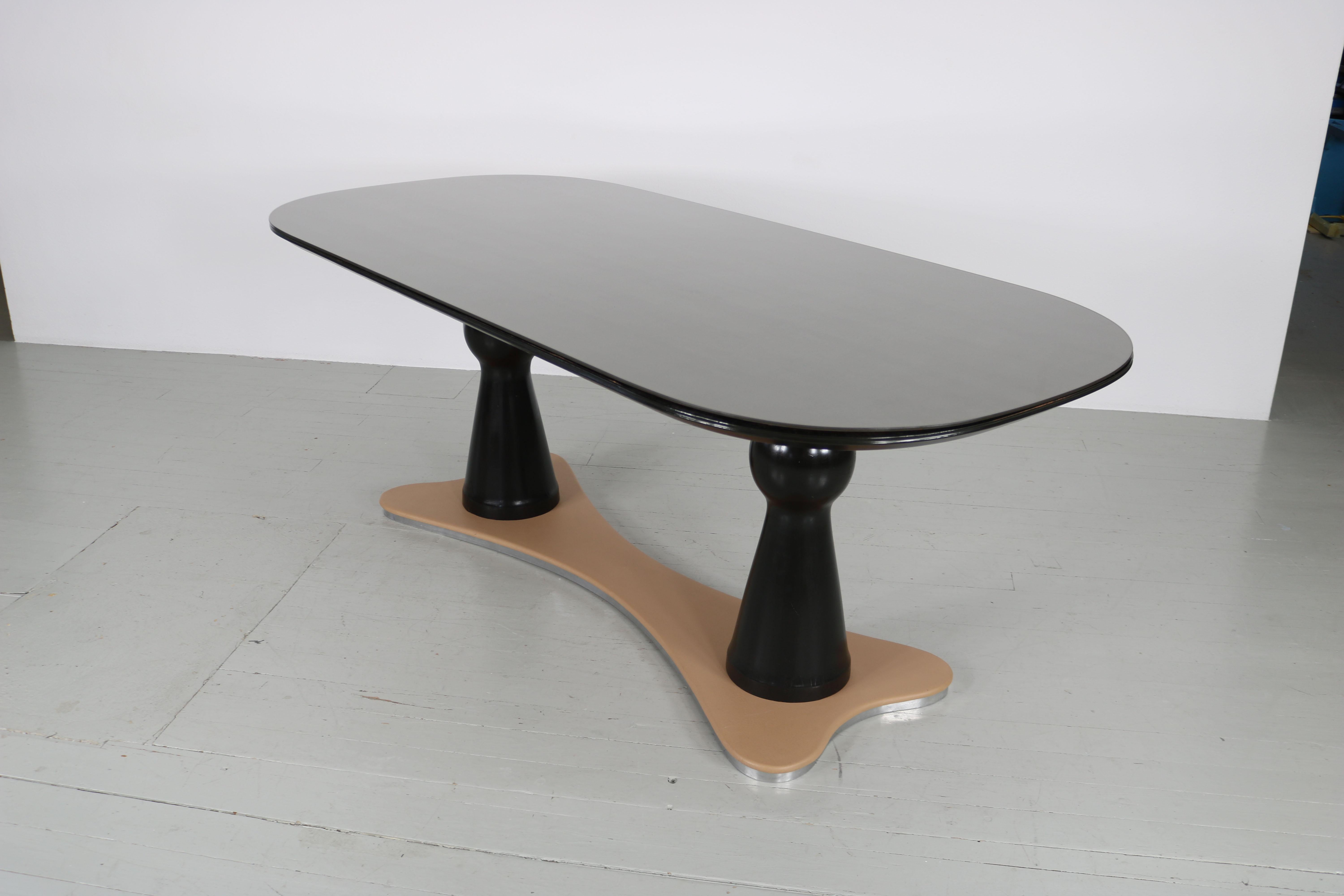 Oval Dining Table with Glasstop from the Italian 40s 1