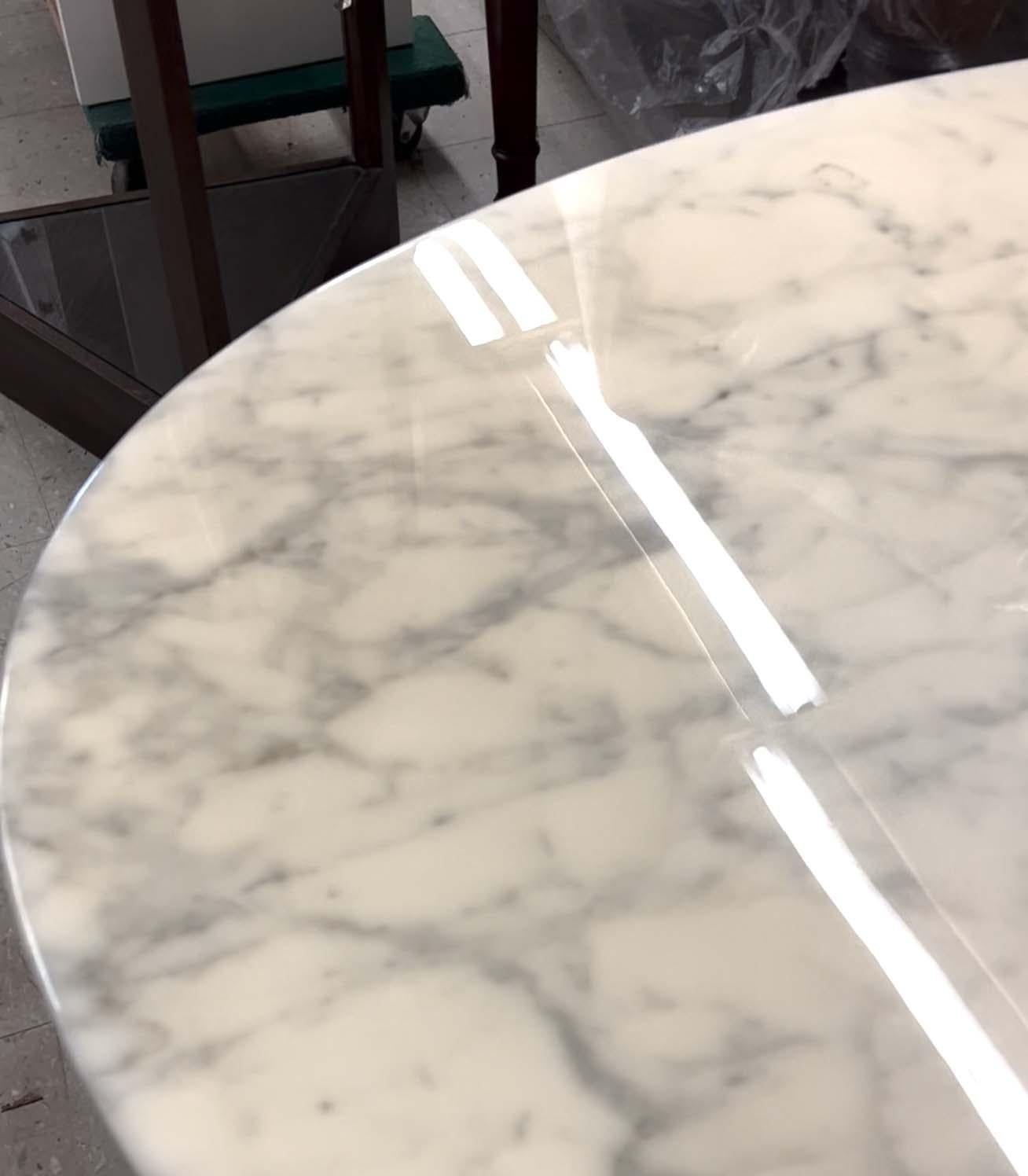Mid-Century Modern Oval Dining Table with Marble Top by Florence Knoll