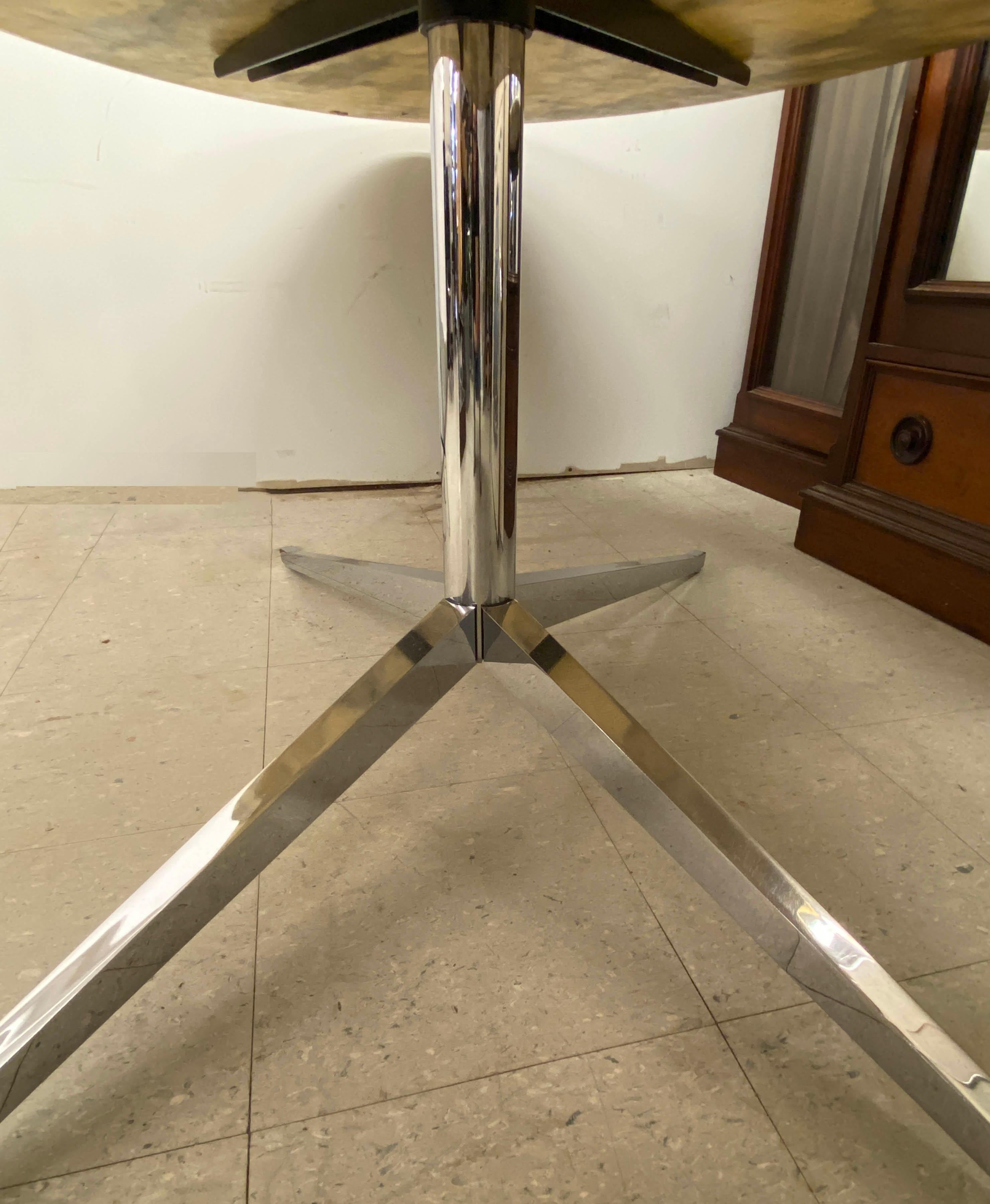 Chrome Oval Dining Table with Marble Top by Florence Knoll