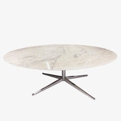 Oval Dining Table with Marble Top by Florence Knoll