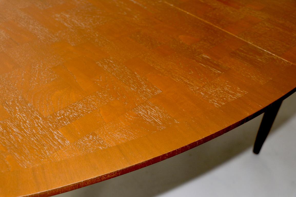 Oval Dining Table with Marquetry Top by Bert England for Johnson Furniture 3