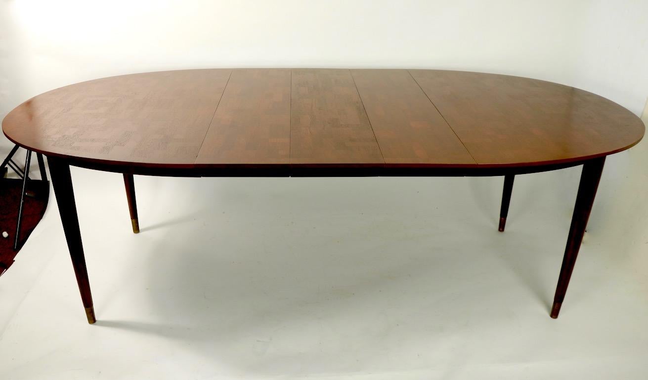 Oval Dining Table with Marquetry Top by Bert England for Johnson Furniture 7