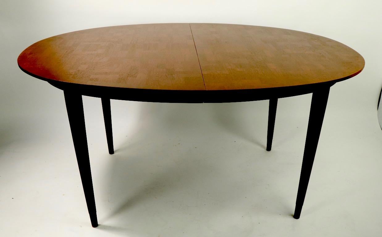 Oval Dining Table with Marquetry Top by Bert England for Johnson Furniture In Good Condition In New York, NY