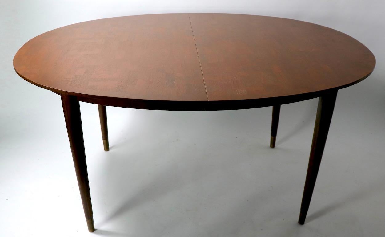 Mahogany Oval Dining Table with Marquetry Top by Bert England for Johnson Furniture