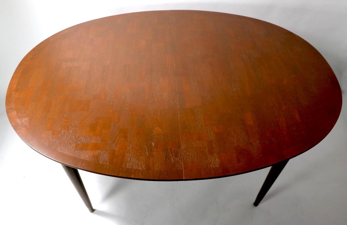 Oval Dining Table with Marquetry Top by Bert England for Johnson Furniture 1