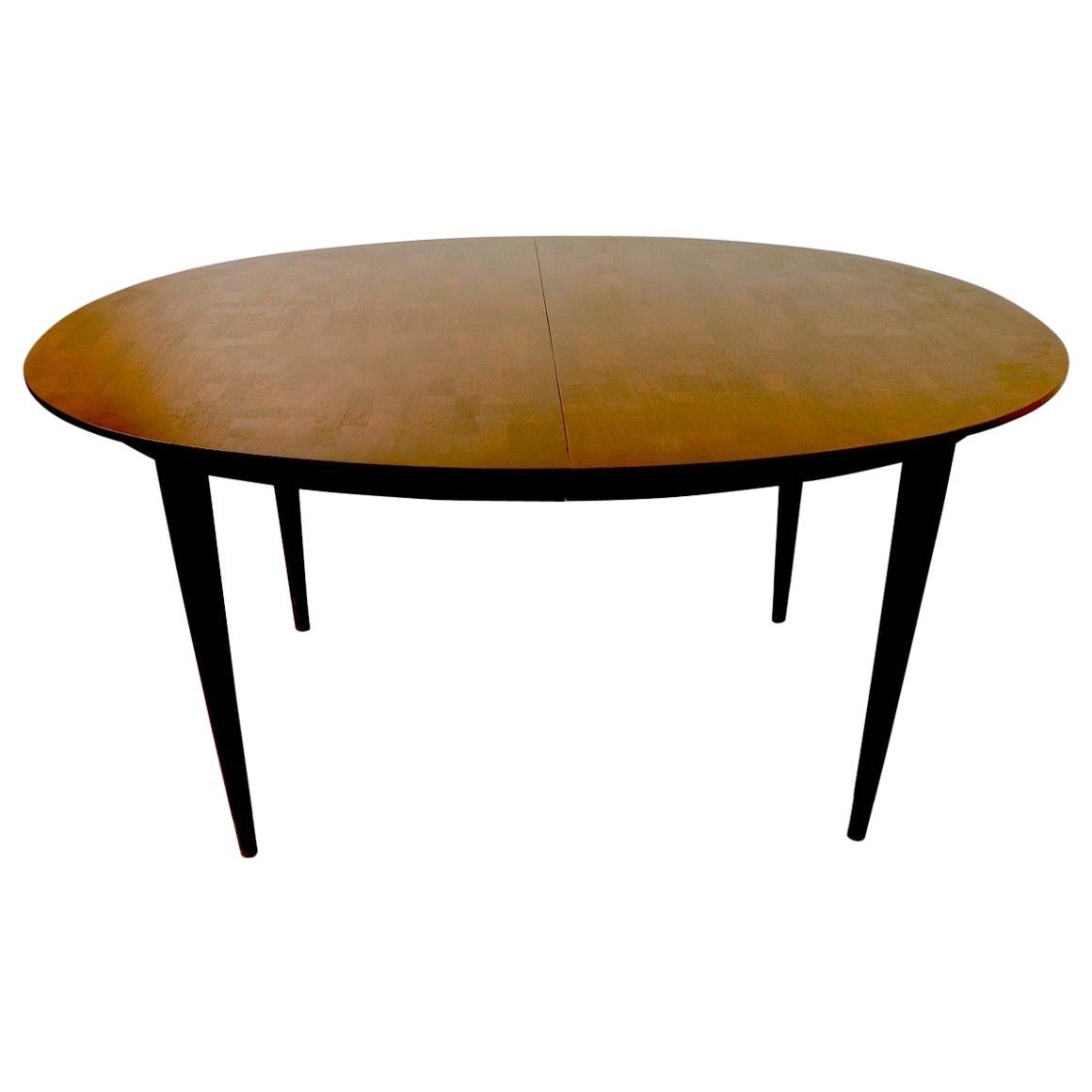 Oval Dining Table with Marquetry Top by Bert England for Johnson Furniture