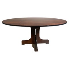 Oval Dining Table, Wood Veneered Top and Wood Sculptural Basement