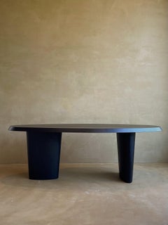 Black Ash Veneer, Unique Organic Form Oval Wood Dining Table by kar