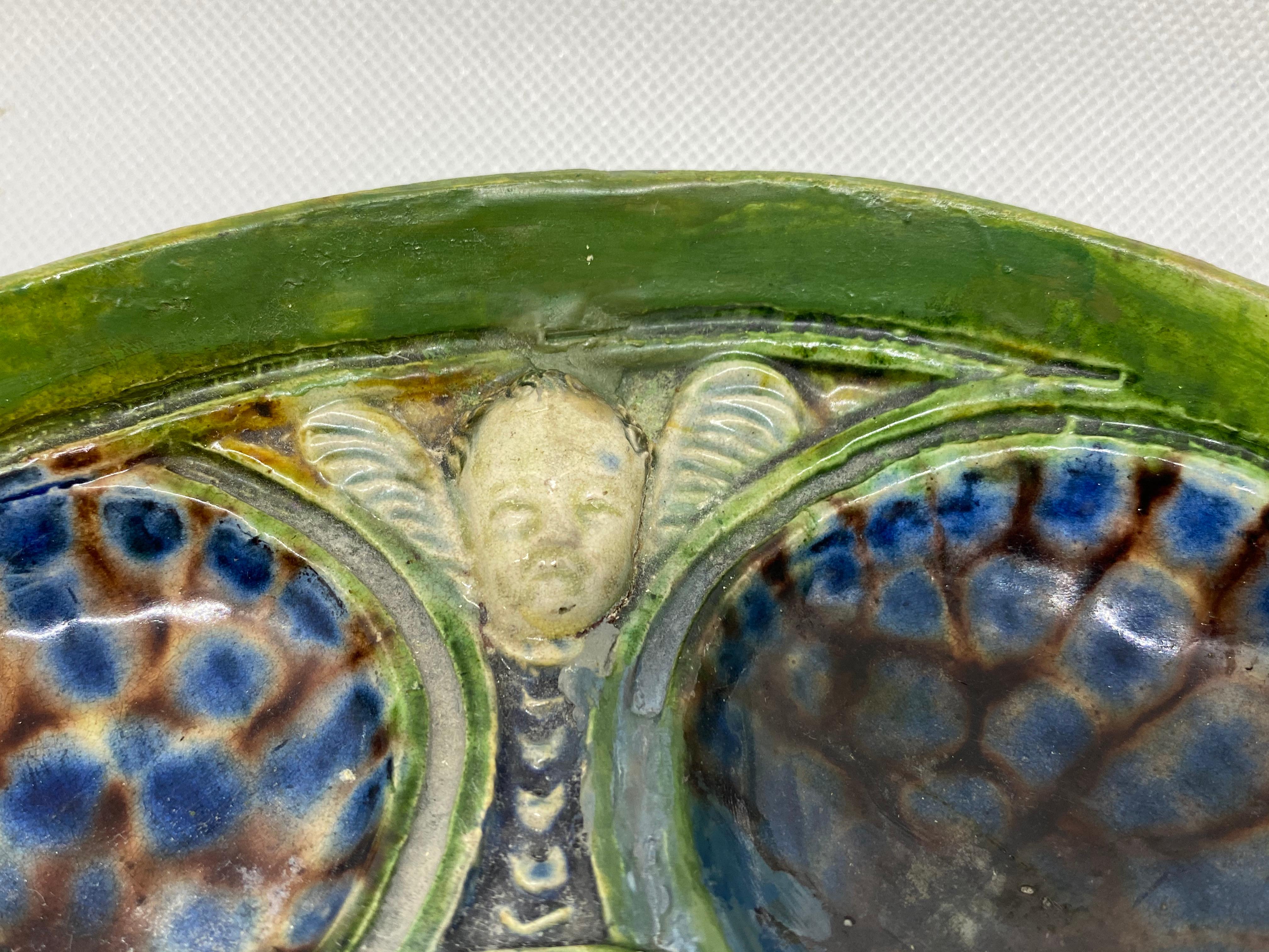 Oval Dish with Winged Putti, After Bernard Palissy, French, 17th Century For Sale 1