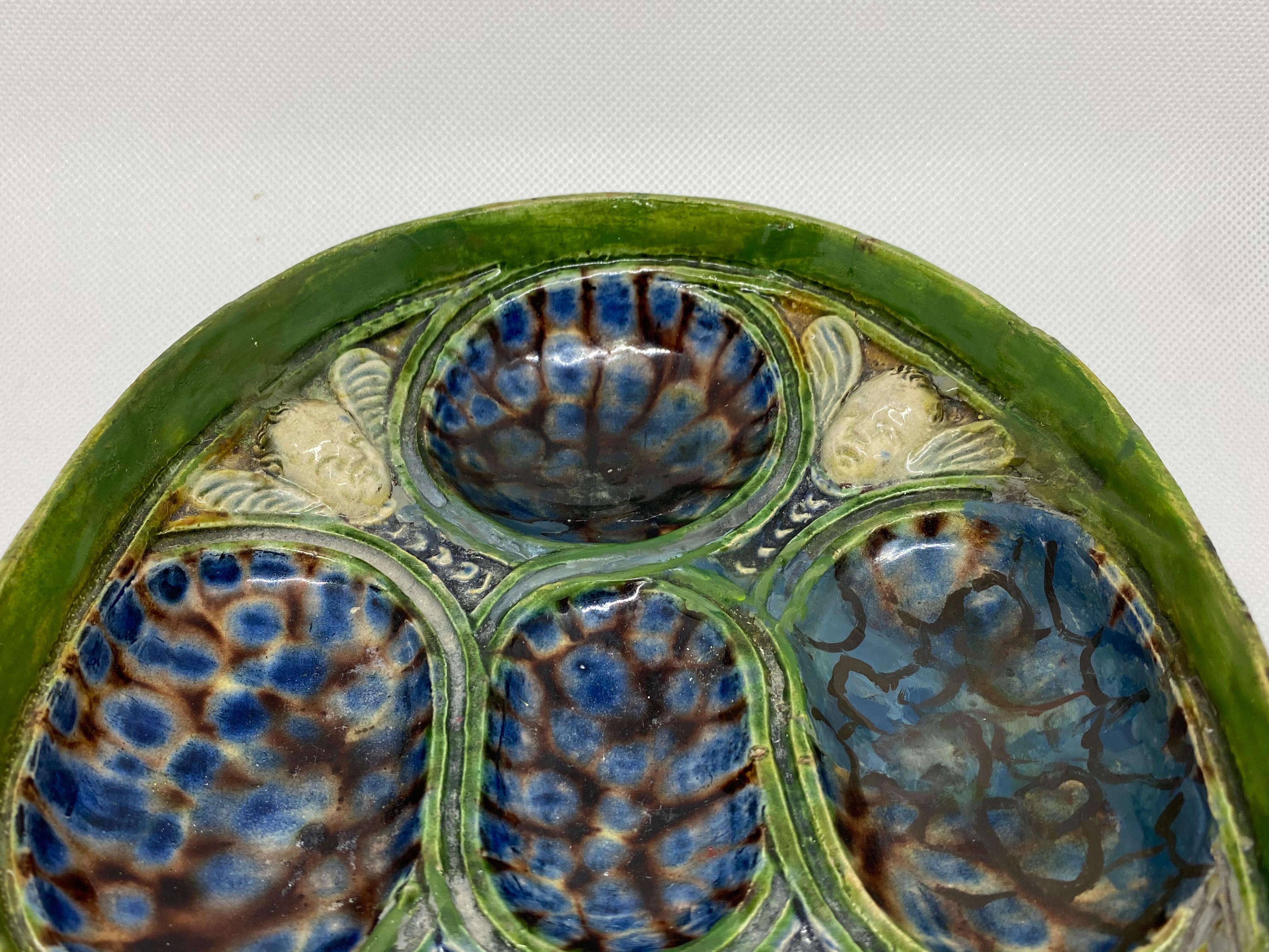 Renaissance Oval Dish with Winged Putti, After Bernard Palissy, French, 17th Century For Sale