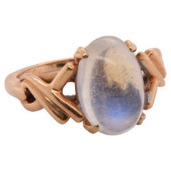 Oval, Dome Moonstone and 14kt Gold Ring