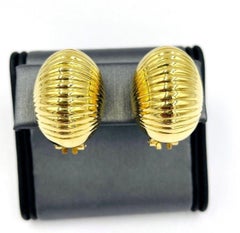 Oval Dome Yellow Gold Clip on Earrings