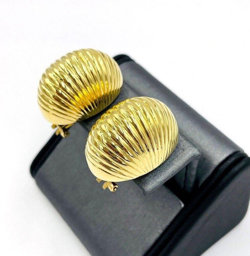 Oval Dome Yellow Gold Clip on Earrings 1