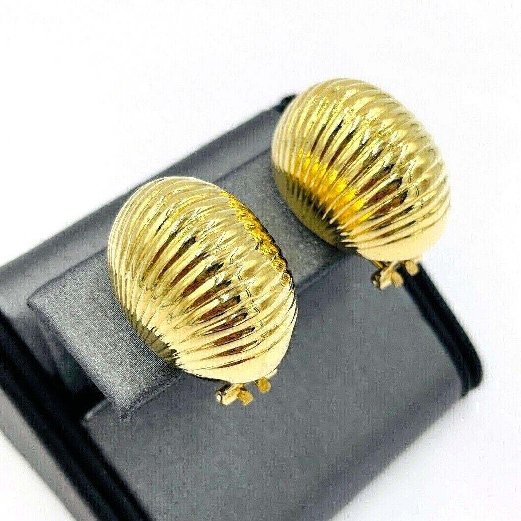 Oval Dome Yellow Gold Clip on Earrings 2