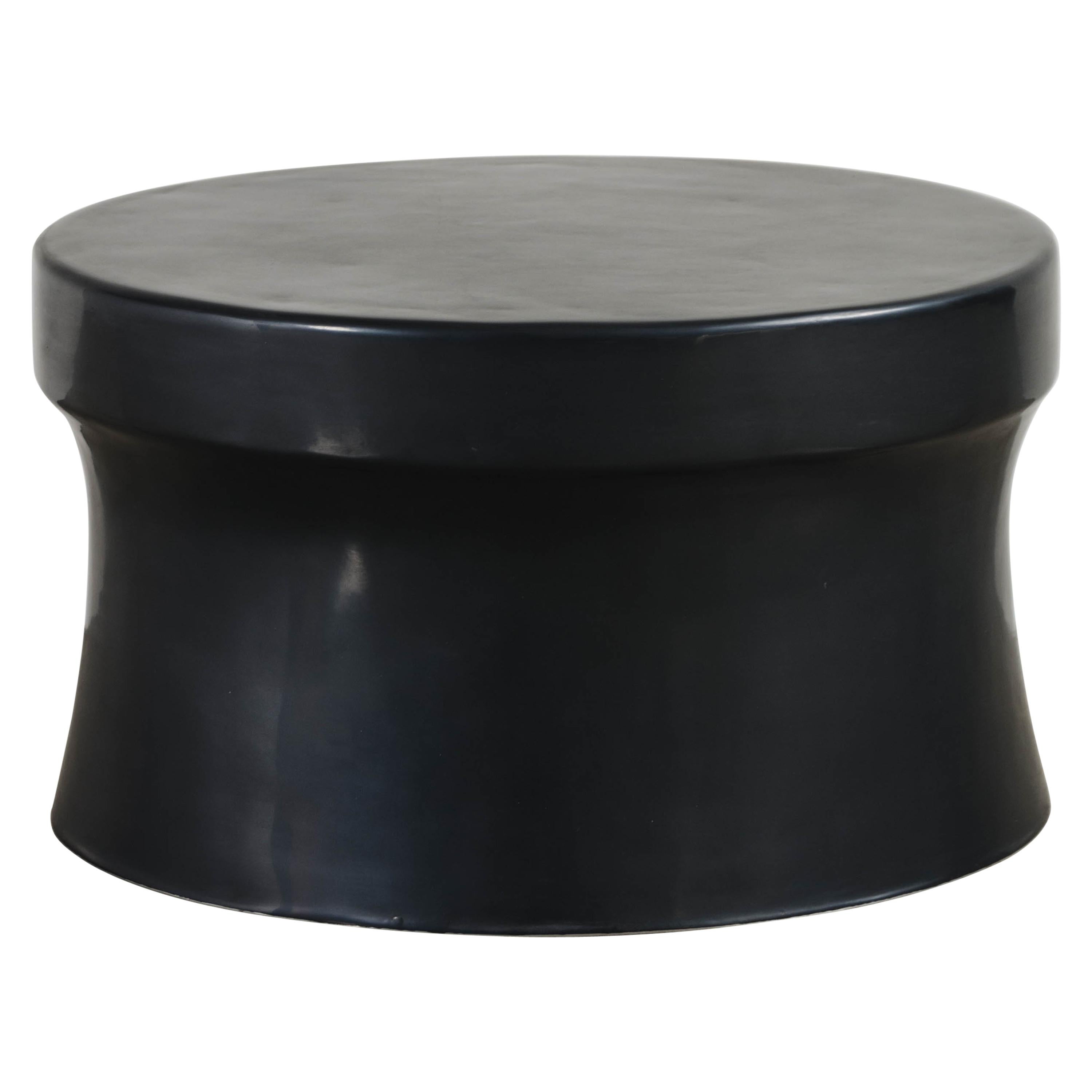 Oval Dong Shan Table, Black Lacquer by Robert Kuo, Hand Repousse, Limited