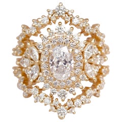 Oval Double Halo Diamond Engagement Ring with Ring Guard Enhancer - "Monaco"
