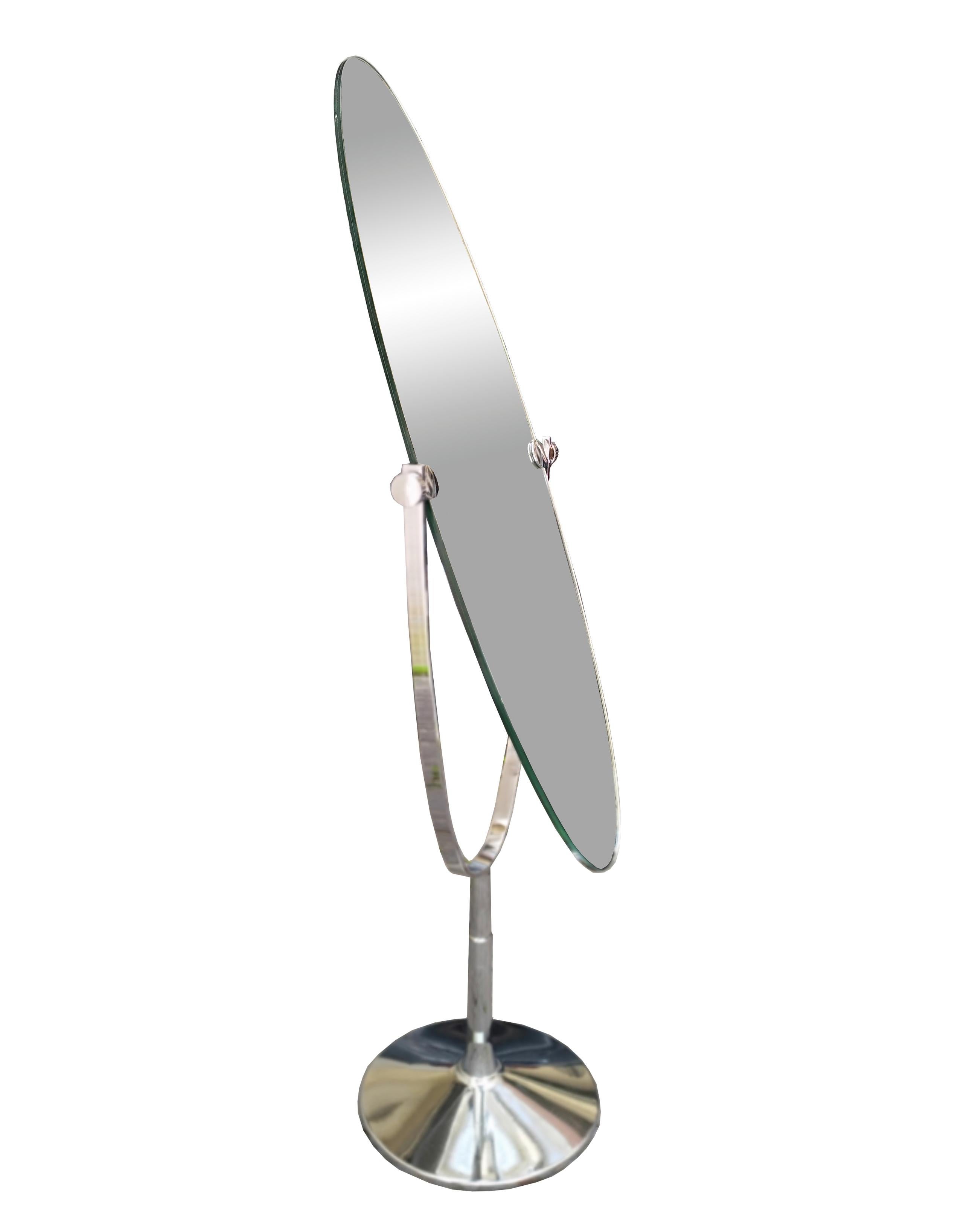 Italian Oval Double-sided Floor Standing Mirror, Italy 1970s