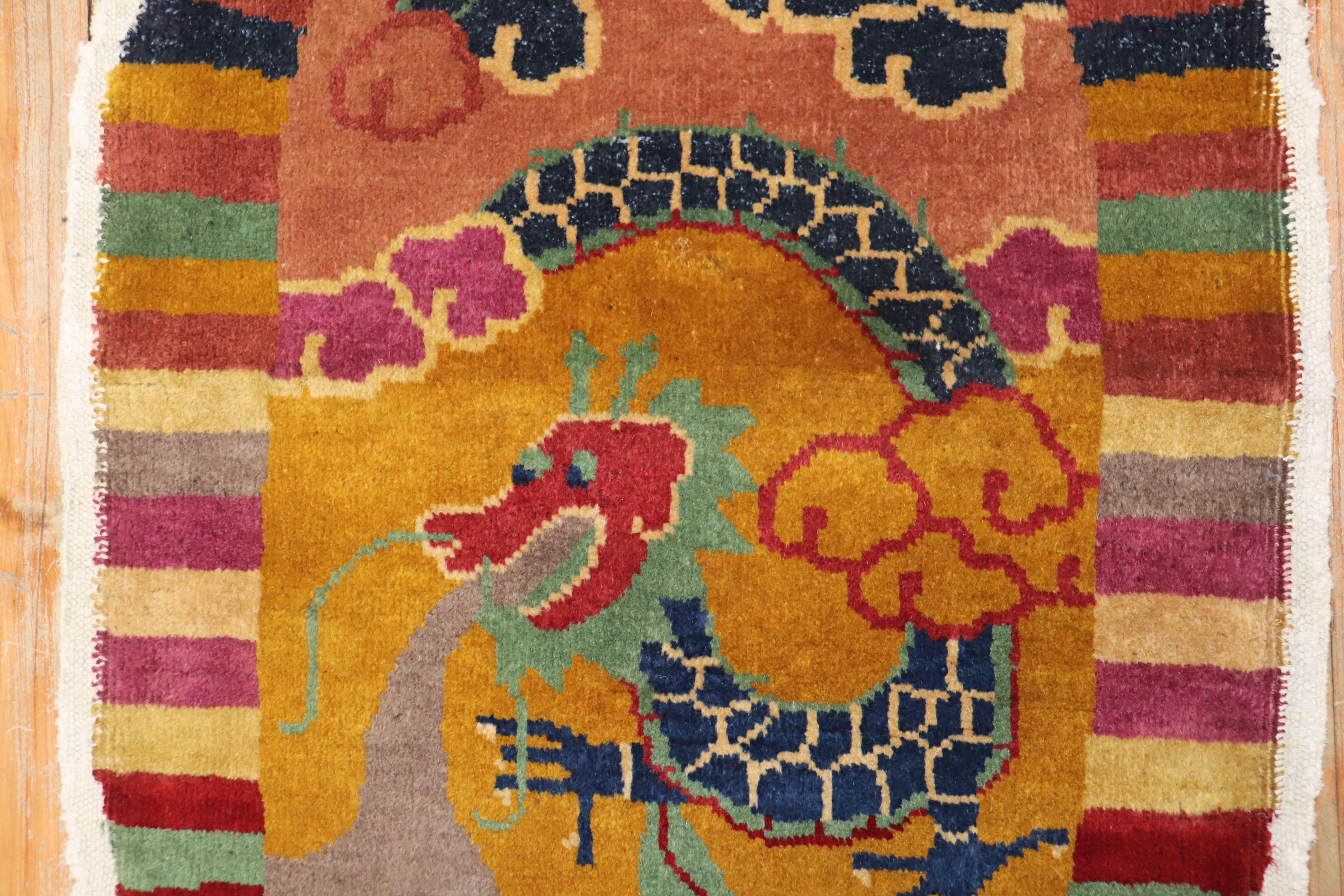 Oval Dragon Art Deco Chinese Rug 1