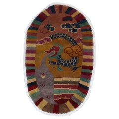 Oval Dragon Art Deco Chinese Rug