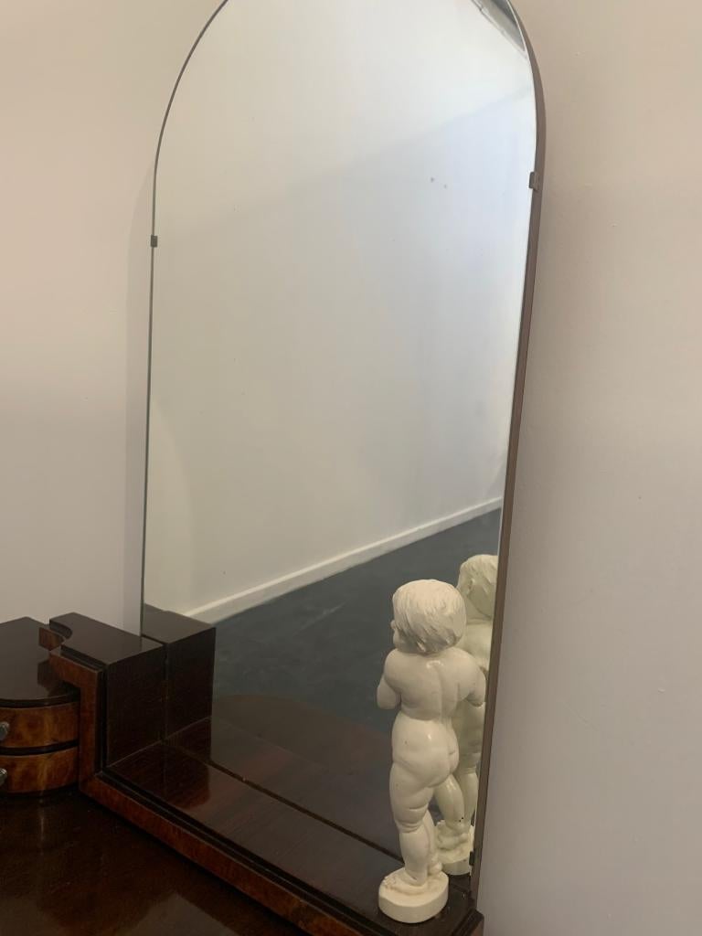 Oval Dressing Table & Mirror with Cherub Carving by Ducrot, 1920s, Set of 2 3