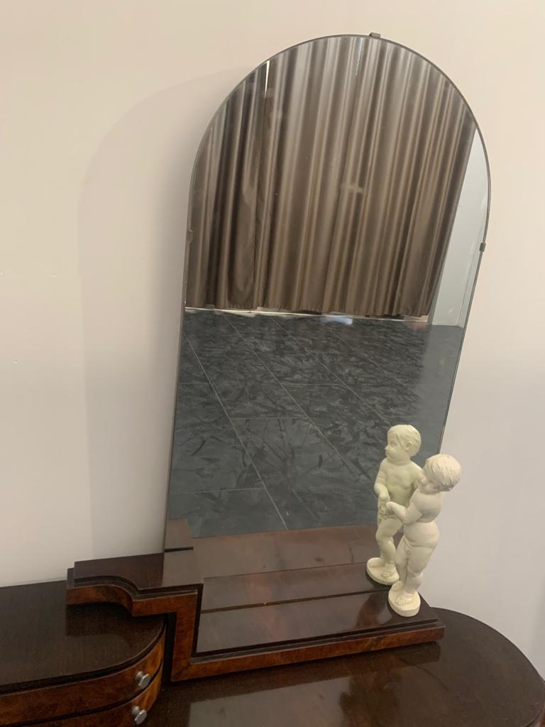 Oval Dressing Table & Mirror with Cherub Carving by Ducrot, 1920s, Set of 2 5