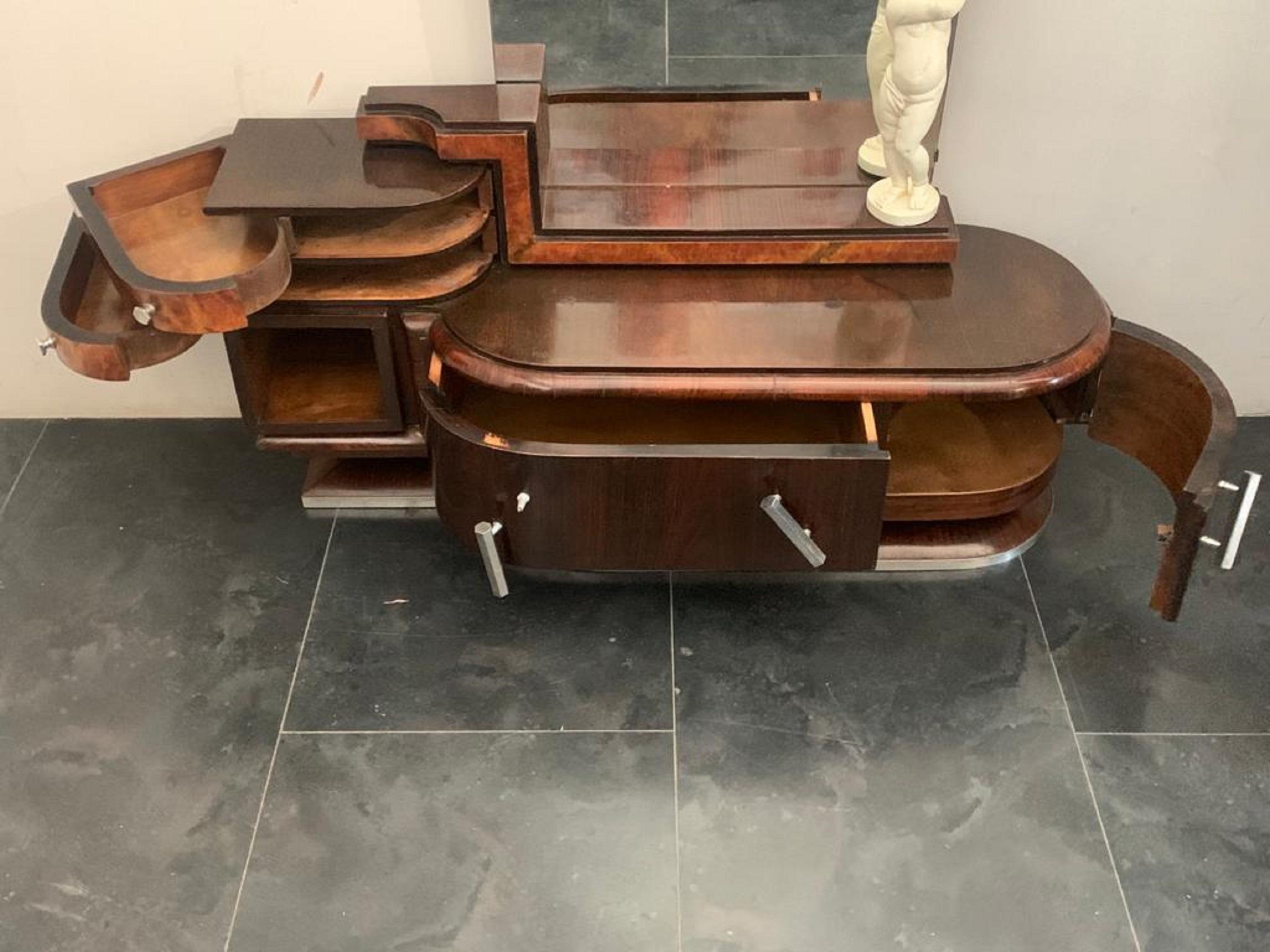 Oval Dressing Table & Mirror with Cherub Carving by Ducrot, 1920s, Set of 2 7